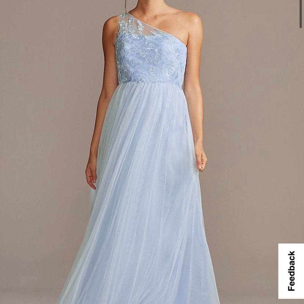 One Shoulder Embroidered Bridesmaid Dress